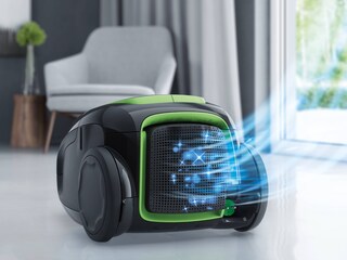 An AEG vacuum showing clean, filtered air coming from the filter