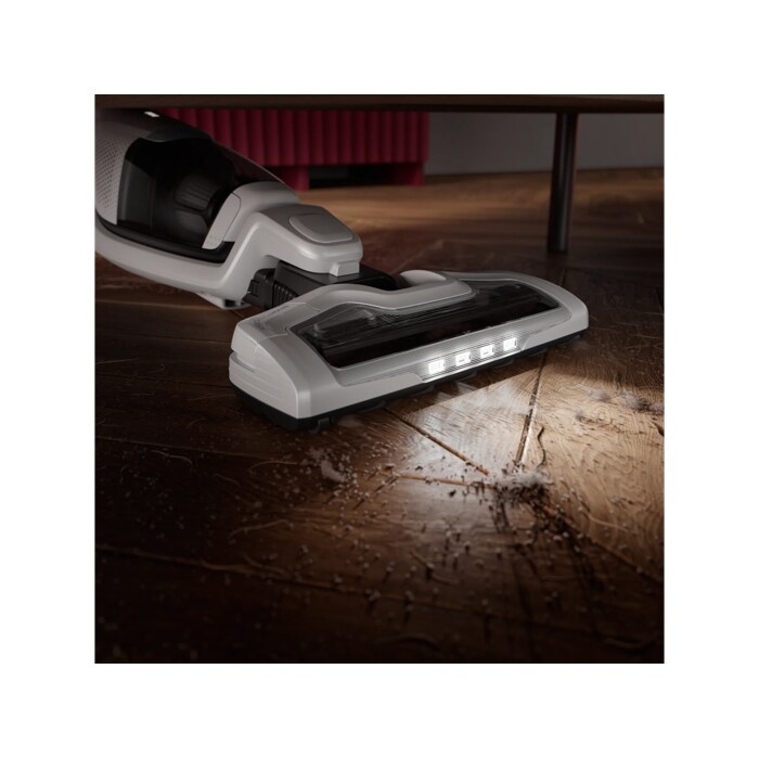 LED lights expose hidden dust for a more precise clean.