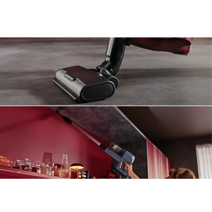 Switch nozzles in a single step with the foot release – no bending needed