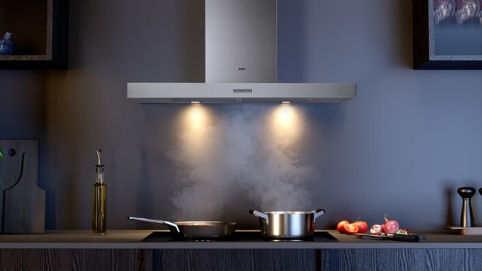 Exaustor de parede numa cozinha