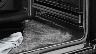 O interior limpo de um forno a vapor da AEG
