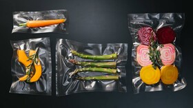 Uma seleção de ingredientes selados em vácuo